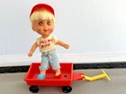 Vintage Mattel Liddle Kiddles Howard ‘Biff’ Boodle 3 1/2” Doll, Hat & Wagon 1965