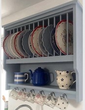 Wall Mounted Pine Plate Rack - Finished In Your Colour Choice