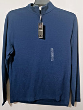 Van Heusen Men's Small Classic Fit Blue long sleeve zipper pull over shirt BB2