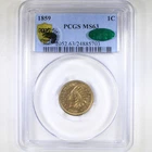 1859 1C PCGS/CAC MS63 - Indian Cent - Popular One Year Type Coin