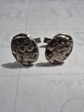Vintage Cuff Links Roman Coins 1960s Pair Silver Tone Unbranded 