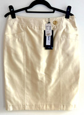NWT Blumarine Silk Gold Cream Shimmer Knee Length Skirt US 8 IT 44 Gorgeous