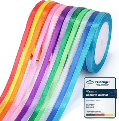 Polyester Satinband, 12 Farben 6 mm x 22 m Dekoration Geschenkband für 