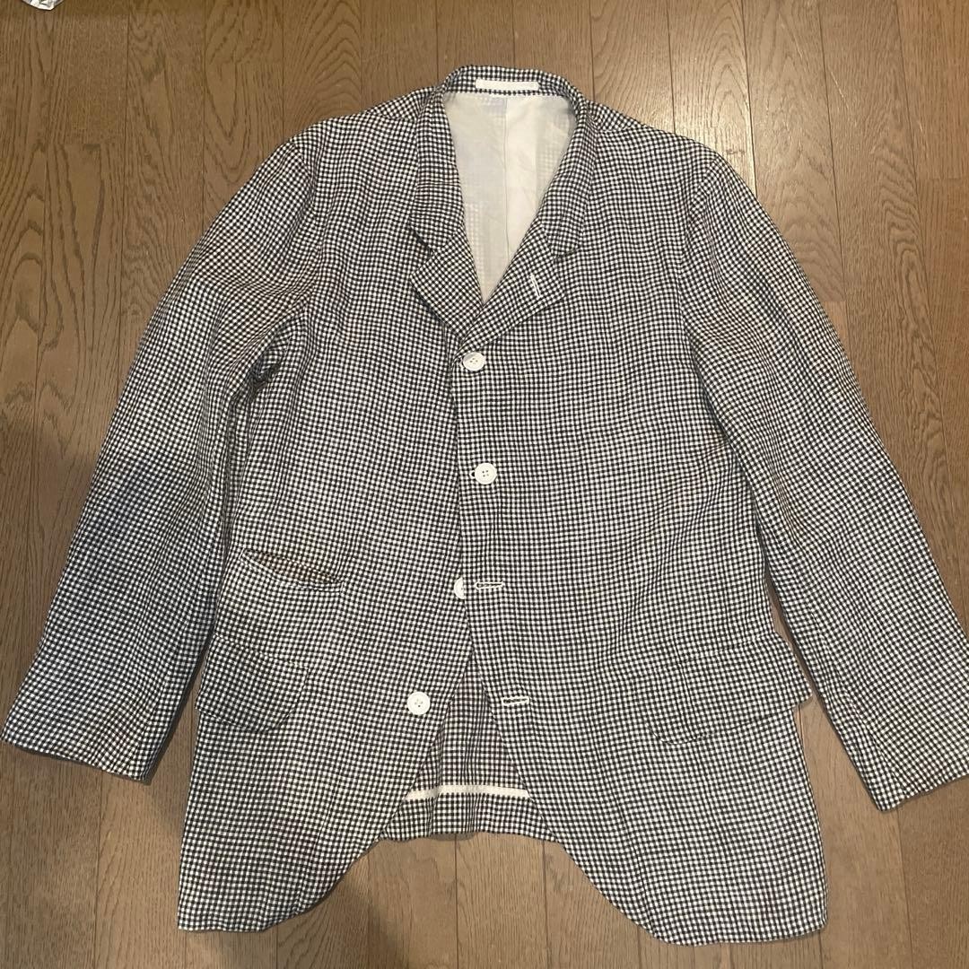 Comme des Garçons Homme Dou Gingham Check Hemp Jacket 4 Button M Large