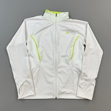 Adidas Track Jacket Women's Large White Climalite Full Zip Thumb Holes Active
