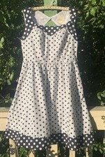 ModCloth Black And White Poka Dot Vintage Style Dress Cotton Lining Large