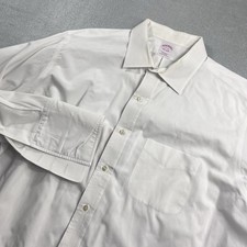 Brooks Brothers Dress Shirt Mens 17 35 White Long Sleeve Button Up French Cuff