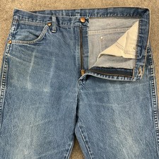 Wrangler 936Den Jeans Mens 36x32 Blue Denim Dark Wash Cowboy Cut Straight Leg
