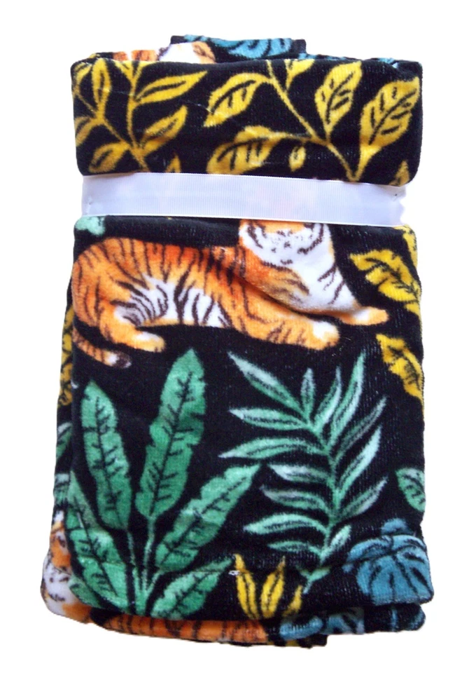 Juego de 4 toallas Christian Lacroix 2 baños 2 manos diseño tigre en negro 100 % algodón Foto 4 de 4