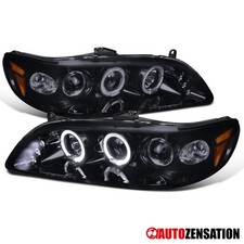 Fit 1998-2002 Honda Accord Coupe Sedan Black Led Halo Projector Headlights Lamps