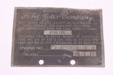 Original 1945 1946 Ford Truck 12 Ton Glove Box Body Id Tag Factory Model 59c Original 1945 1946 Ford Truck 12 Ton Glove Box Body Id Tag Factory Model 59c