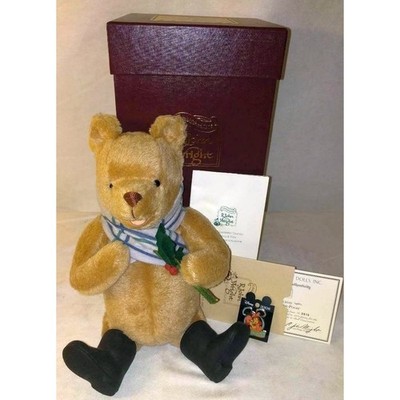 R. John Wright 1983 Holiday Winnie the Pooh Mohair LE 14.5'' Jointed Bear COA NIB