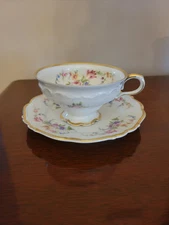  Edelstein Bavaria Maria Theresia "Margareta" Footed Coffee Cup & Saucer 