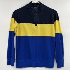 Polo Ralph Lauren Boys 1/4 Zip Pullover Size M 10/12 Blue Yellow Preppy Rugby