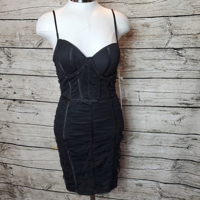 Junior's Blashe Black Ruffled Mini Dress Size Medium NWT 