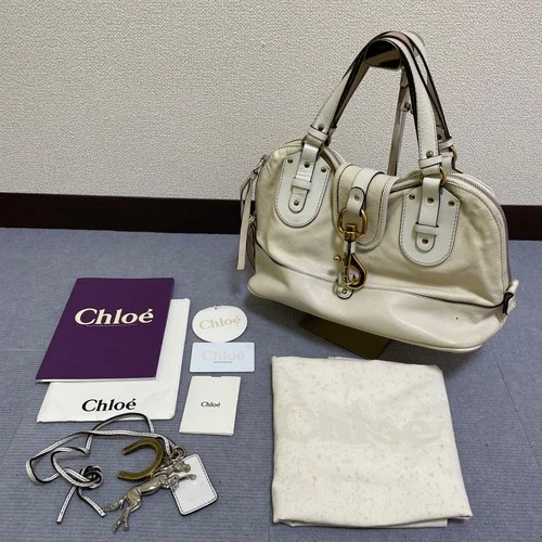 Chloe tote bag handbag white leather