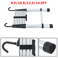 8.5/10.5/12.5/14.5 FT Folding Retractable Ladder  2 Hooks Telescoping Ladder