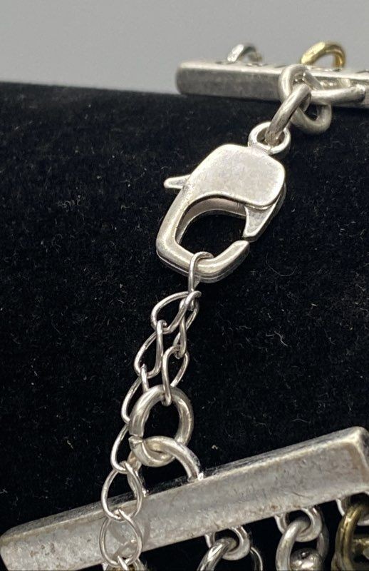 Jenny Bird Two Tone Multi Charm Link Layered Bracelet w/bag 67.4g