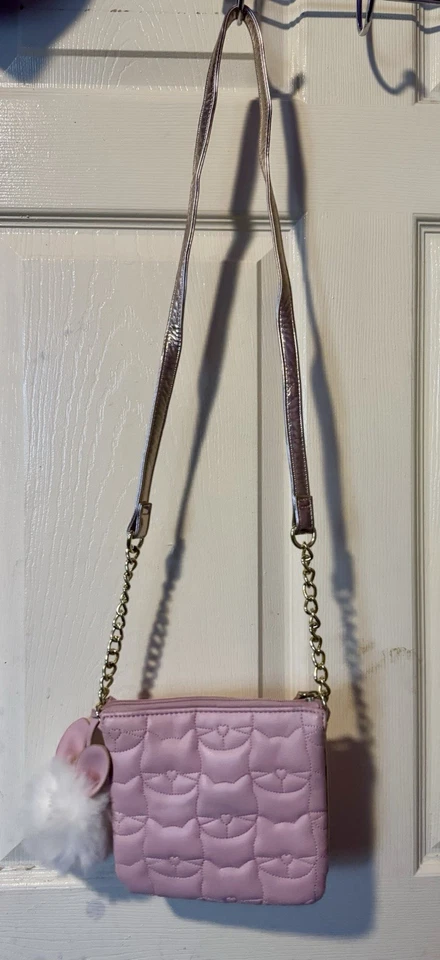 Luv Betsey by Betsey Johnson Pink Cat Quilted Crossbody Bag Handbag Purse - Image 2 of 4