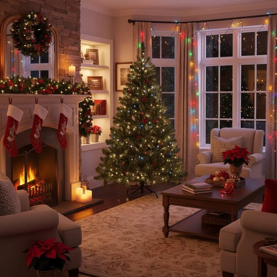 6/7Ft Silver Christmas Tree Bushy Artificial Xmas Tree with Stand Home Decor UK - Image 3 of 4