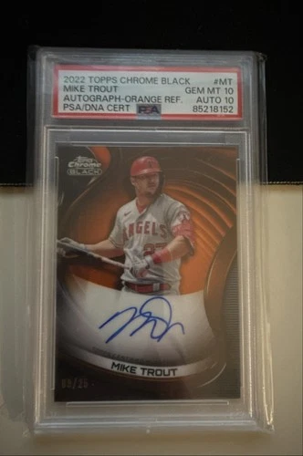 2022 Topps Chrome Black - Autographs Mike Trout #CBA-MT Orange Refractor /25 (AU