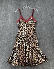 Romwe Grunge Punk Y2K Leopard Print Dress Red Lace Trim Womens Medium Sexy