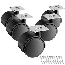 5pcs 1-inch Furniture casters ，Replacement cart Caster, Black Nylon Plast