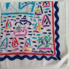 USED HANDKERCHIEF VINTAGE BANDANA PATTERN COTTON 18" POCKET SQUARE HANKY