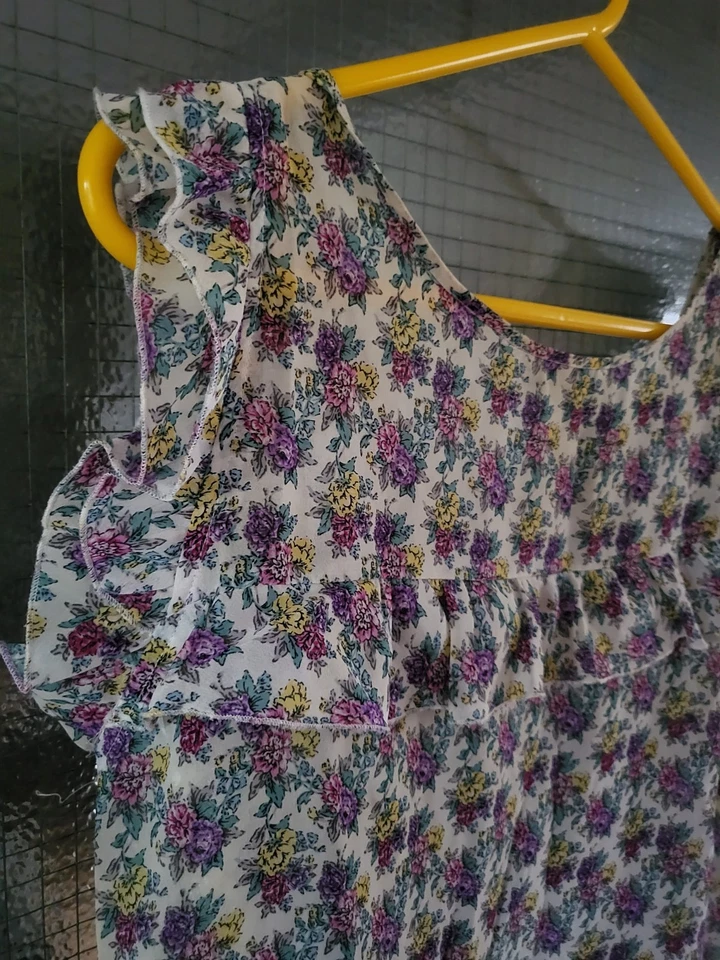 Vintage 00s pretty ruffle floral blouse size 16 boho hippie retro whimsy ditsy - Image 3 of 4
