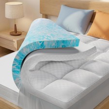 Dual Layer 4 Inch Memory Foam Mattress Topper Queen, 2 Inch Cooling Gel Memory