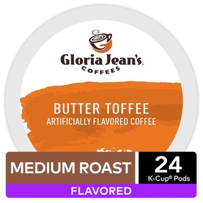 Gloria Jean's Coffees Butter Toffee Flavored K-Cup Pods, Light Roast