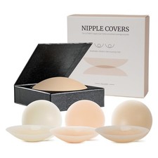 Gexloryn 3 Pairs Nipple Covers for Women, Not Sticky Pasties, all, Complexion