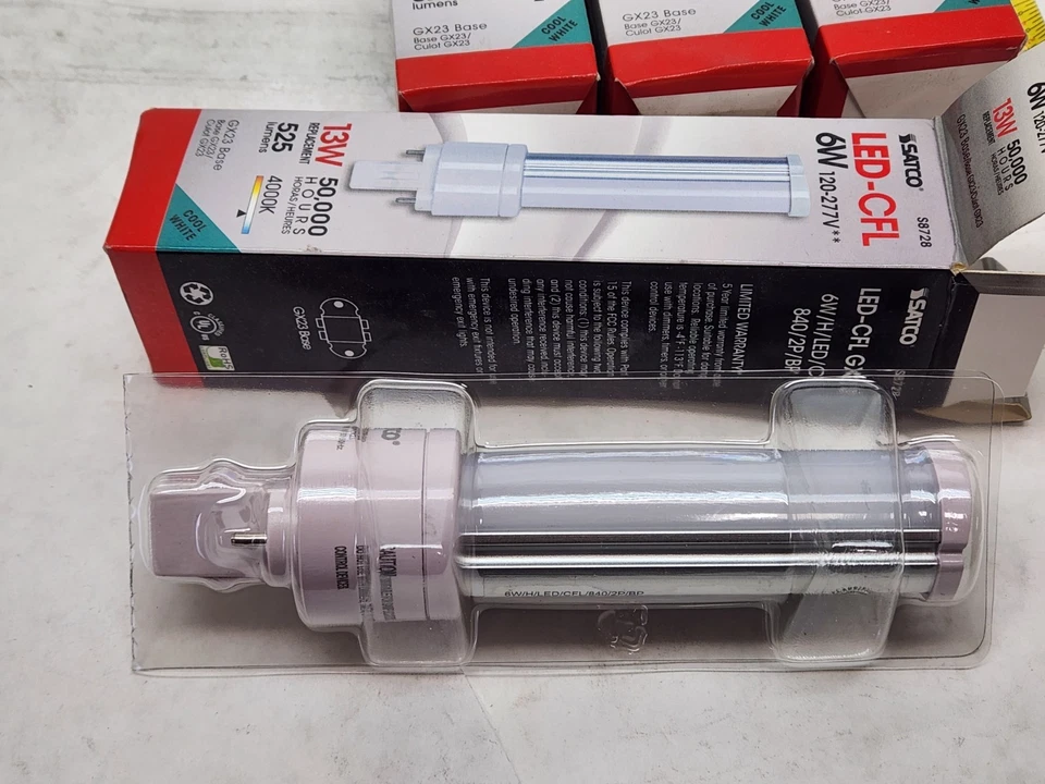8 PCS - NEW Satco S8728 6W LED 2-PIN 4000K Cool White 600 Lumens GX23 120-277 - Image 3 of 4