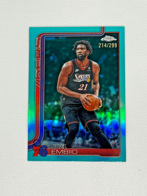 2025-26 Topps Chrome Update - Joel Embiid /299 Aqua Refractor #42 76ers