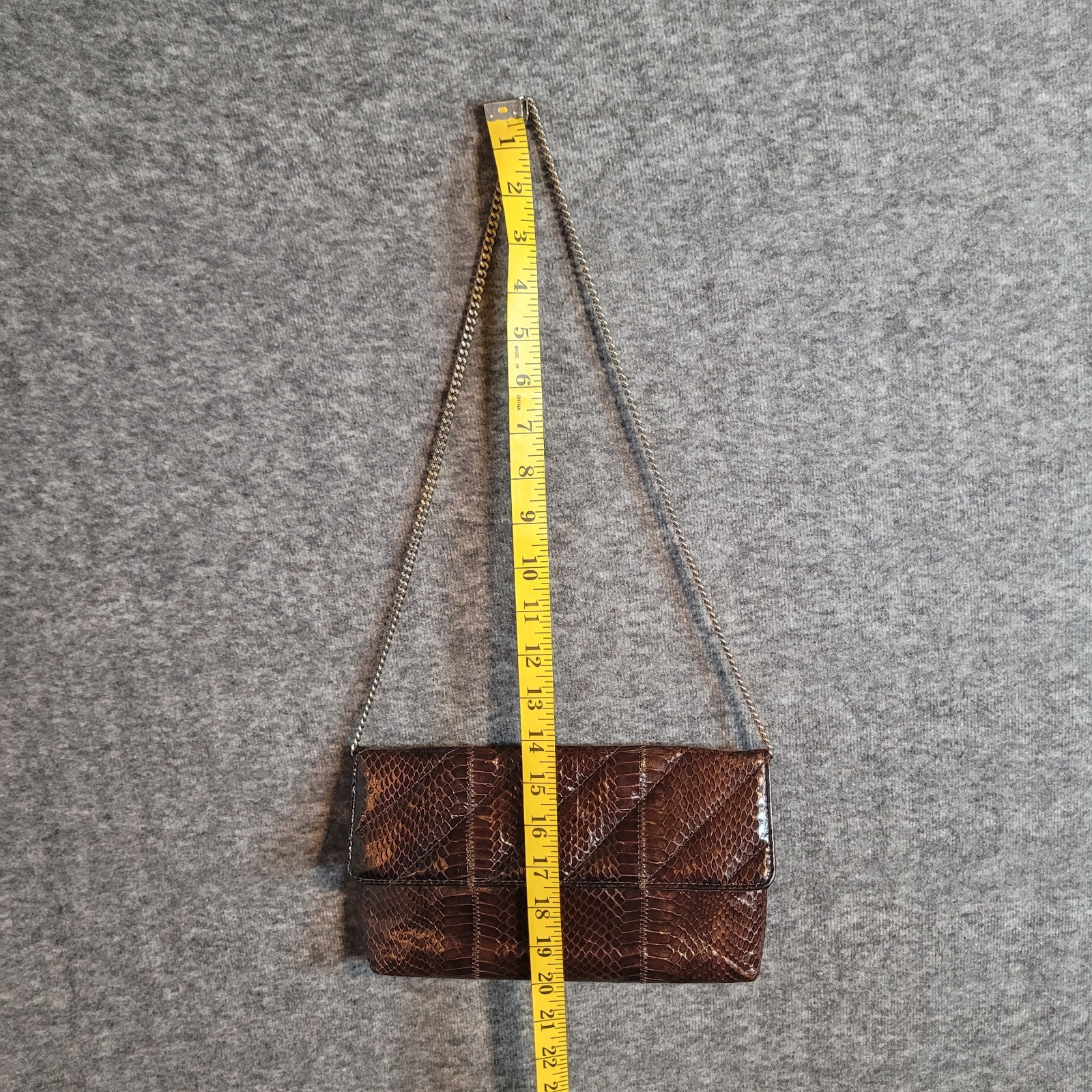 Vintage Brown Python Snake Skin Leather Clutch Sh… - image 5