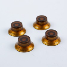 Set of 4 Top Hat Bell Style Guitar Speed Knobs Amber/dark