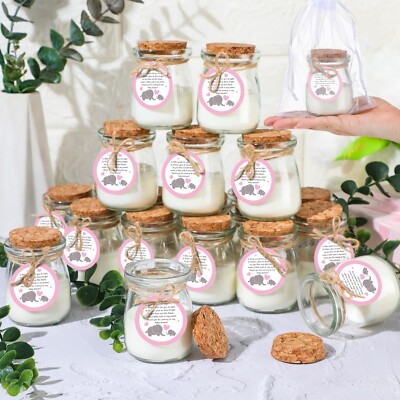 20 Pcs Baby Shower Favors Party Candle Lavender Scented Glass Mason Jar Wax C...