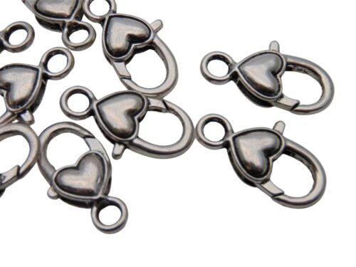 10 Pcs - Silver Plated Heart Lobster Fancy Claw Clasps Jewellery Findings UK - 第 1/3 張圖片