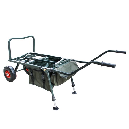 CARPZILLA Fishing Trolley 2 Pneumatic Wheel Folding Barrow Cart with Bag Adjust - Picture 3 of 11