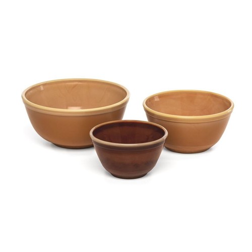 Mosser Glass USA Mixing Bowl Set of 3 Carmel Brown New