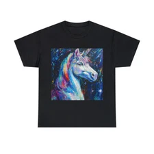 T Shirt Unisex Adult Unicorn Fantasy Mythical Rainbow Cute Sparkle Retro Style