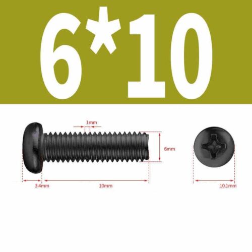 Cross Round Head Screw Phillips Pan Head Bolt Nickel Plated / Black M1 M1.2-M8 - Picture 94 of 103