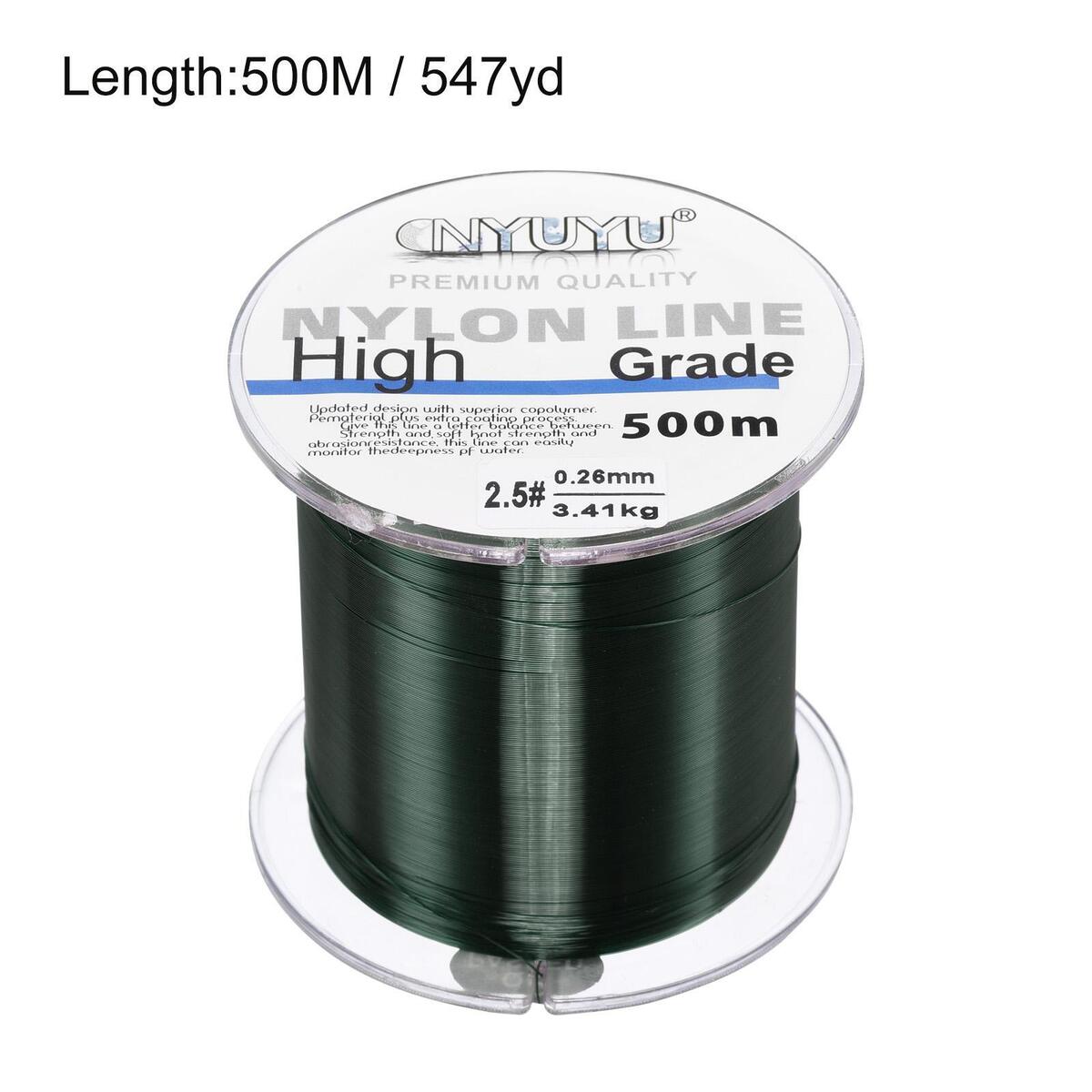 Nylon Fishing Line 547Yard 8Lb Monofilament Fluorocarbon Coated Dark Green