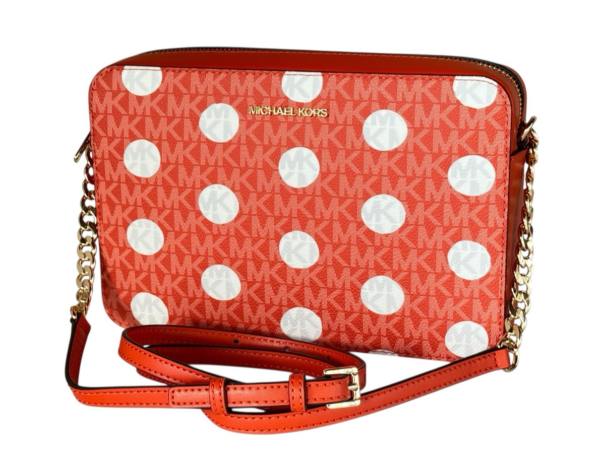 MICHAEL KORS JET SET ITEM EAST WEST CROSSBODY BAG POLKA DOTS MK