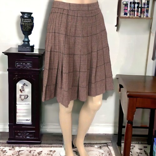 Evan Picone Pleated Wool Skirt Sz S Tennis Plaid Academia School Girl Preppy - Picture 16 of 21