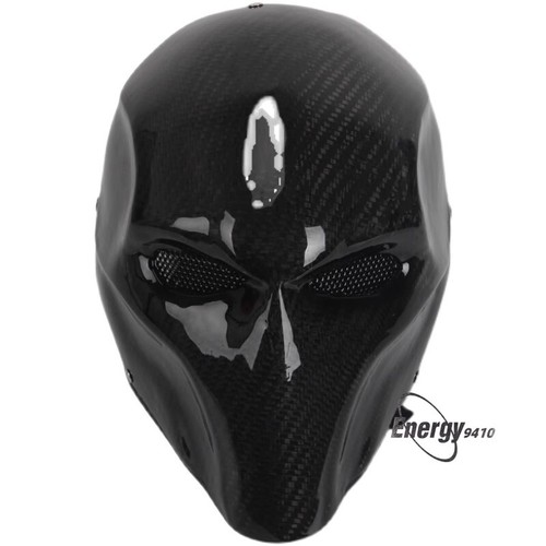 Halloween Deathstroke Cosplay Full Face Mask Carbon Fibre FRP Black Cos Prop NEW - Picture 12 of 13