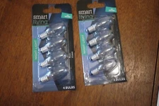 8 CLEAR NIGHT LIGHT BULBS  (4 WATTS) // SMART LIVING  Candelabra Base