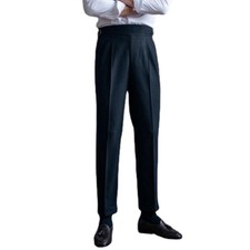 Uomo Formale Doppio Vestito Pieghettato Pantaloni Casual Classico Slim Business