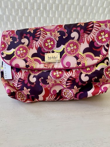 Nicole Miller Paisley Floral Purple and Pink Cosmetics Bag Toiletry Travel Bag - Picture 2 of 11