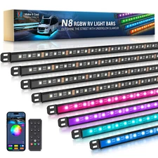 8PCS RGBW Underglow Light Bars for RVs,Exterior Neon Underbody LED Light strips